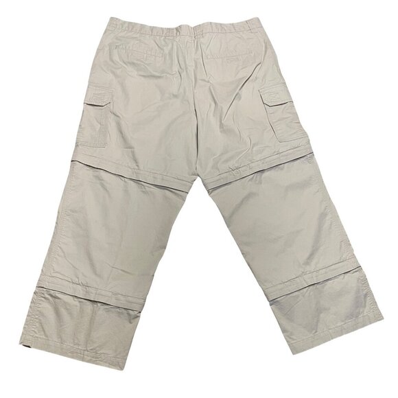 CACHAREL Beige Double Zip Off Trousers High Rise Cargo 100% Cotton Size 38 Flaws - Picture 2 of 16